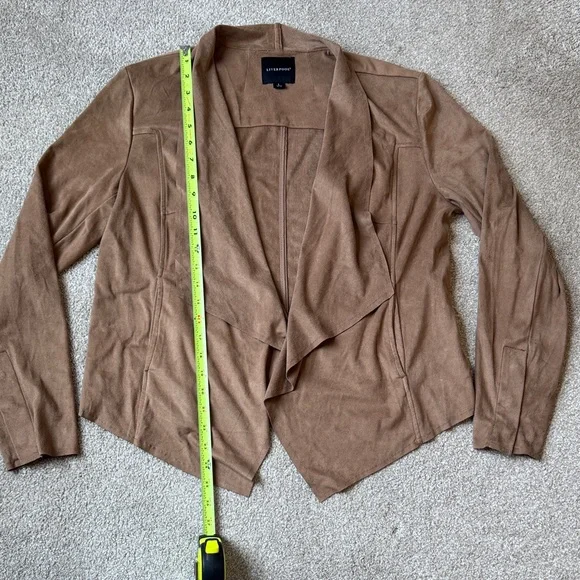 Liverpool Women's Tan Brown Blazer Drapey Jacket Size Large 12-14 Faux Suede - Picture 4 of 12
